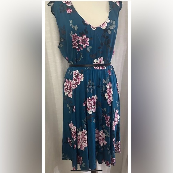 Torrid Boho Teal Floral Mini Challis Dress Sweetheart Neck Elastic Waist Plus Sz - Picture 4 of 13